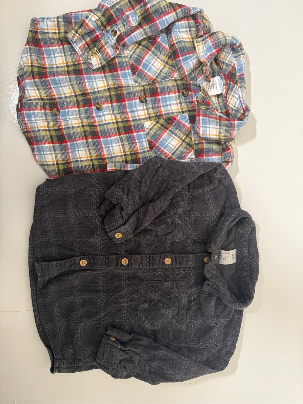 Baby Long-Sleeve Plaid Button-Up Shirt - Black & Multicolor